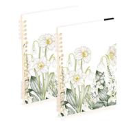Mnsruu Daffodils Snowdrops Lilies Of The Valley Spiral Notebook Journals 2 Pack, Hardcover Lined Journal for Women, A5 College Ruled Notebooks for Journaling Writing Work Office School 5.7x8.3 Inch