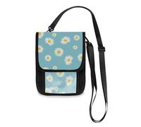 Mnsruu Daisy Flowers Polka Dot Blue Travel Wallet Passport Holder Credit Card Gadget Holder Pouch Bag Unisex Crossbody Wallet Travel Neck Wallet with Adjustable Strap