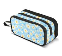 Mnsruu Daisy Lightning Pattern Pencil Case Large Capacity Pen Pouch Pencil Bag with 3 Compartments Pen Holder Organizer Stationery Bag