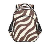 Mnsruu Dark Brown Zebra Pattern Backpack For Girls Kindergarten Elementary Bookbag Lightweight Childrens School Bag,Medium