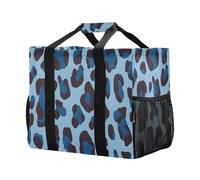 Mnsruu Deep Blue Leopard Print Pattern Reusable Grocery Bags Shopping Bags Kitchen Travel Tote Bag Washable Beach Bag