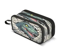 Mnsruu Dinosaur Breaking Through Rocks Pencil Case Big Capacity Pen Bag Pouch Holder 3 Compartments Large Pencil Box for Boys Girls School Storage Organizer