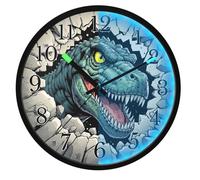 Mnsruu Dinosaur Breaking Through Rocks Wall Clock Luminous Bedroom Clocks Battery Operated Silent Glow in the Dark Clock for Living Room Kitchen 12 Inch
