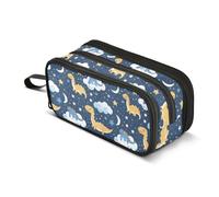 Mnsruu Dinosaur Space Moon Starry Pencil Case Large Capacity Pen Bag 3 Compartment Pencil Pouch Stationery for Office College School Teen Student Girl Boy