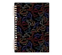 Mnsruu Dinosaurs Colorful Pattern Spiral Notebook Journals 1 Pack, Hardcover Lined Journal for Women, A5 College Ruled Notebooks for Journaling Writing Work Office School 5.7x8.3 Inch