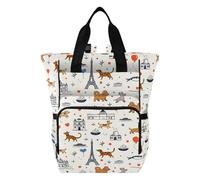 Mnsruu Dog Architecture Pattern Baby Diaper Bag Backpack Large Bag Waterproof Travel Diaper Bags for Moms and Dads