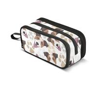 Mnsruu Dog Paws Jack Russell Terrier Pencil Case Boys Girls Pen Bag Large Capacity School Office Stationery Organizer Pencil Pouch Holder Zipper Kids Teens Adults