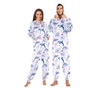 Mnsruu Dolphin Flower Watercolor Adult Onesie Pajama Jumpsuit Zippered Sleepwear Homewear Party One Piece Suit