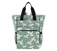 Mnsruu Dove Pink Bows Stars Pattern Baby Diaper Bag Backpack Large Bag Waterproof Travel Diaper Bags for Moms and Dads