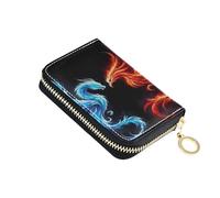 Mnsruu Dragon and Phoenix Small Compact Card Case with 11 Slots for Credit Cards, Cash & Coins, RFID Blocking Wallet for Travel & Everyday Use
