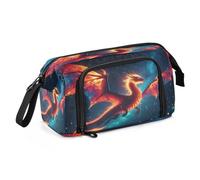 Mnsruu Dragon Fire in The Dark Night Big Capacity Pencil Case Pouch Pen Case Pencil Box Stationery Office Organizer Bag for Boys Girls