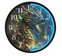 Mnsruu Dragon Fire O Wall Clock Luminous Bedroom Clocks Battery Operated Silent Glow in the Dark Clock for Living Room Kitchen 12 Inch