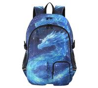 Mnsruu Dragon Galaxy Blue Cosmos Stars Backpack Laptop Backpack for College Women Men College Bookbag Water Resistant Travel Daypack Casual Multi Pocket