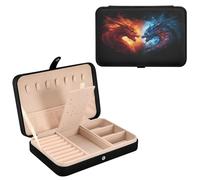 Mnsruu Dragon Leather Jewelry Box, Ice and Fire Dragons Necklace Ring Earrings Storage Organizer for Women Travel Jewelry Organizer