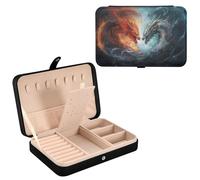 Mnsruu Dragon Leather Jewelry Box, Two Fierce and Roaring Dragons Necklace Ring Earrings Storage Organizer for Women Travel Jewelry Organizer