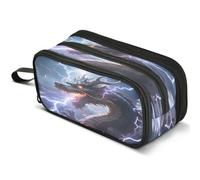 Mnsruu Dragon Lightning Pencil Case Large Capacity Pen Pouch Pencil Bag with 3 Compartments Pen Holder Organizer Stationery Bag