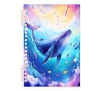 Mnsruu Dreamy Blue Whale Spiral Notebook Journals 1 Pack, Hardcover Lined Journal for Women, A5 College Ruled Notebooks for Journaling Writing Work Office School 5.7x8.3 Inch