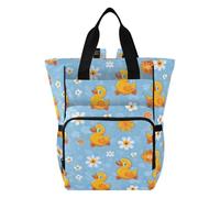Mnsruu Duckling Flower Pattern Baby Diaper Bag Backpack Large Bag Waterproof Travel Diaper Bags for Moms and Dads