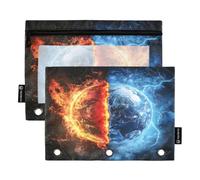 Mnsruu Earth Half Red Blue Pencil Pouch for 3-Ring Binder Clear Pencil Case