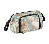 Mnsruu Easter Bunny Pencil Case Large Capacity Pencil Pouch Stationery Bag for Office School