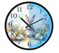 Mnsruu Easter Egg Bunny White Wall Clock Luminous Bedroom Clocks Battery Operated Silent Glow in the Dark Clock for Living Room Kitchen 12 Inch