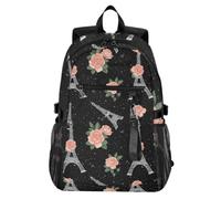 Mnsruu Eiffel Tower Paris Flower School Backpacks for Teenagers, College Backpack for Boys Girls,Casual Fashion High School Backpack, 18.3" Laptop Backpack