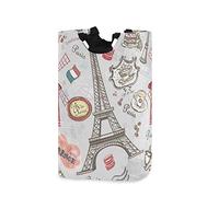Mnsruu Eiffel Tower Paris Laundry Basket Hamper Large Storage Bin with Handles for Gift Baskets, Bedroom, Clothes