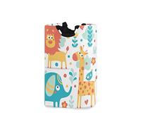 Mnsruu Elephant Lion Giraffe Jungle Laundry Hamper Bag Collapsible Laundry Basket with Handle Foldable Storage Bin