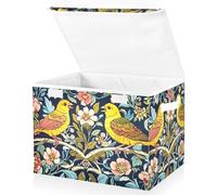 Mnsruu Embroidery William Morris Birds Storage Boxes with Lids, Large Storage Basket Organizer Shelves Cube Bin Toy Clothes Underbed