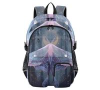 Mnsruu Enchanted Moth Pattern School Backpack with Laptop Compartment, Big School Bag for Teenager Girls Boys, 17.5 Travel Rucksack Backpack for School Casual Daypacks College Work