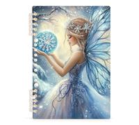 Mnsruu Fairy Holding Snowflake Crystal Ball Spiral Notebook Journals 1 Pack, Hardcover Lined Journal for Women, A5 College Ruled Notebooks for Journaling Writing Work Office School 5.7x8.3 Inch