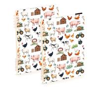 Mnsruu Farm Animals Chickens Cows Barns Spiral Notebook Journals 2 Pack, Hardcover Lined Journal for Women, A5 College Ruled Notebooks for Journaling Writing Work Office School 5.7x8.3 Inch