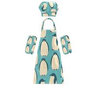 Mnsruu Fat Penguin Kids Apron and Chef Hat Set Children Baking Aprons for Cooking Painting