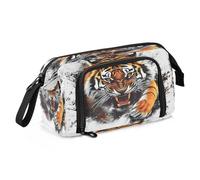 Mnsruu Fierce Tiger Big Capacity Pencil Case Pouch Pen Case Pencil Box Stationery Office Organizer Bag for Boys Girls