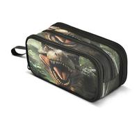 Mnsruu Fierce Tyrannosaurus Rex Pencil Case Big Capacity Pen Bag Pouch Holder 3 Compartments Large Pencil Box for Boys Girls School Storage Organizer