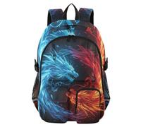 Mnsruu Fire Dragon and Red Ice Phoenix School Backpack with Laptop Compartment, Big School Bag for Teenager Girls Boys, 17.5 Travel Rucksack Backpack for School Casual Daypacks College Work