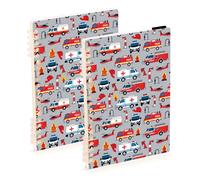 Mnsruu Fire Engine Police Car Spiral Notebook Journals 2 Pack, Hardcover Lined Journal for Women, A5 College Ruled Notebooks for Journaling Writing Work Office School 5.7x8.3 Inch