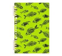 Mnsruu Fish Bones in Green Spiral Notebook Journals 1 Pack, Hardcover Lined Journal for Women, A5 College Ruled Notebooks for Journaling Writing Work Office School 5.7x8.3 Inch
