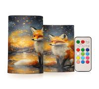 Mnsruu Flameless Candles Funny Magic Fox LED Candles Flickering with Remote Timer Battery Operated Candles Set of 2 Home Wedding Decoration
