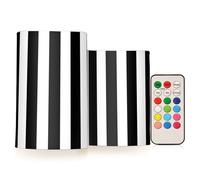 Mnsruu Flameless Candles White Black Stripe LED Candles Flickering with Remote Timer Battery Operated Candles Set of 2 Home Wedding Decoration