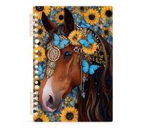 Mnsruu Flower Butterfly Horse Spiral Notebook Journals 1 Pack, Hardcover Lined Journal for Women, A5 College Ruled Notebooks for Journaling Writing Work Office School 5.7x8.3 Inch