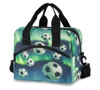 Mnsruu Footballs Aurora Insulated Lunch Bag for Women Kids Reusable Leakproof Children's Cooler Bag Lunch Box Bags for Work School BBQ Picnic
