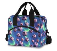 Mnsruu Footballs Aurora Pattern Insulated Lunch Bag for Women Kids Reusable Leakproof Children's Cooler Bag Lunch Box Bags for Work School BBQ Picnic