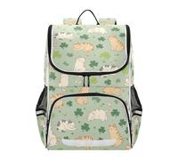 Mnsruu Four Leaf Clover Cat Kids Backpack Rucksack Bag for School Girls & Boys, Cute School Bag for Kids, Kids Bookbag for Elementary with Reflective Strip