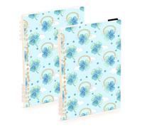 Mnsruu Four Leaf Clover Cloud Spiral Notebook Journals 2 Pack, Hardcover Lined Journal for Women, A5 College Ruled Notebooks for Journaling Writing Work Office School 5.7x8.3 Inch