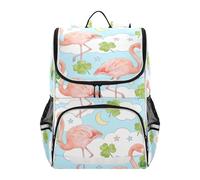 Mnsruu Four Leaf Clover Flamingo Kids Backpack Rucksack Bag for School Girls & Boys, Cute School Bag for Kids, Kids Bookbag for Elementary with Reflective Strip