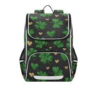 Mnsruu Four Leaf Clover Heart Kids Backpack Rucksack Bag for School Girls & Boys, Cute School Bag for Kids, Kids Bookbag for Elementary with Reflective Strip