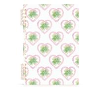 Mnsruu Four Leaf Clover Heart Spiral Notebook Journals 1 Pack, Hardcover Lined Journal for Women, A5 College Ruled Notebooks for Journaling Writing Work Office School 5.7x8.3 Inch