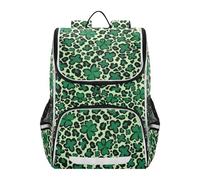 Mnsruu Four Leaf Clover Leopard Kids Backpack Rucksack Bag for School Girls & Boys, Cute School Bag for Kids, Kids Bookbag for Elementary with Reflective Strip