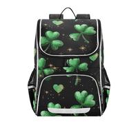 Mnsruu Four Leaf Clover Sparkly Kids Backpack Rucksack Bag for School Girls & Boys, Cute School Bag for Kids, Kids Bookbag for Elementary with Reflective Strip